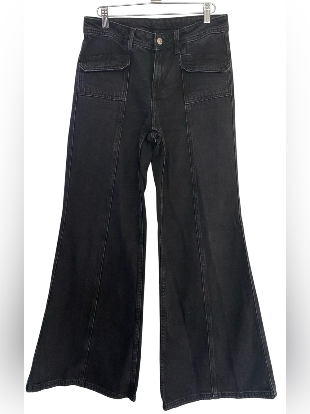 H&M Black Wide Leg Cargo Jeans